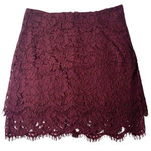 LuLu’s Maroon/Wine Lace Mini Skirt